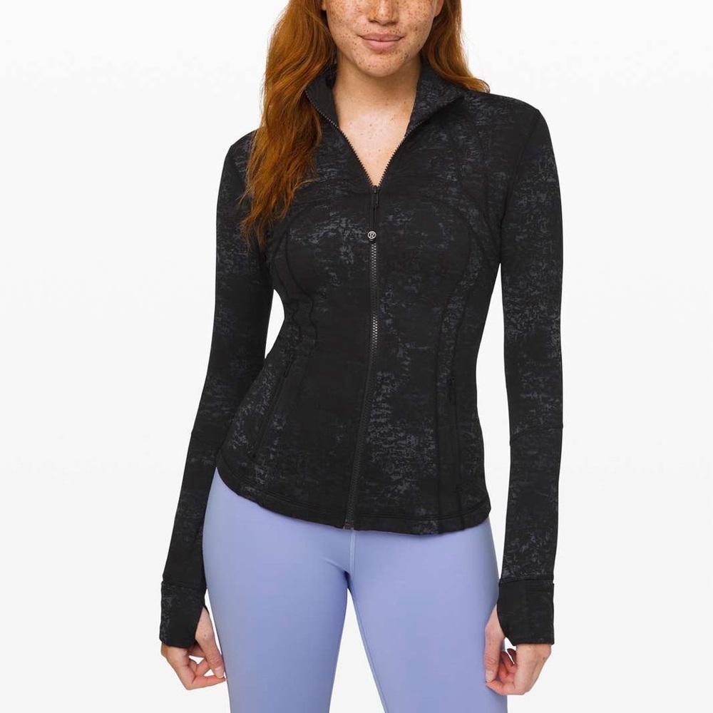 Lululemon Define Jacket in Untamed Jacquard Spray Dye Black Deep Coal